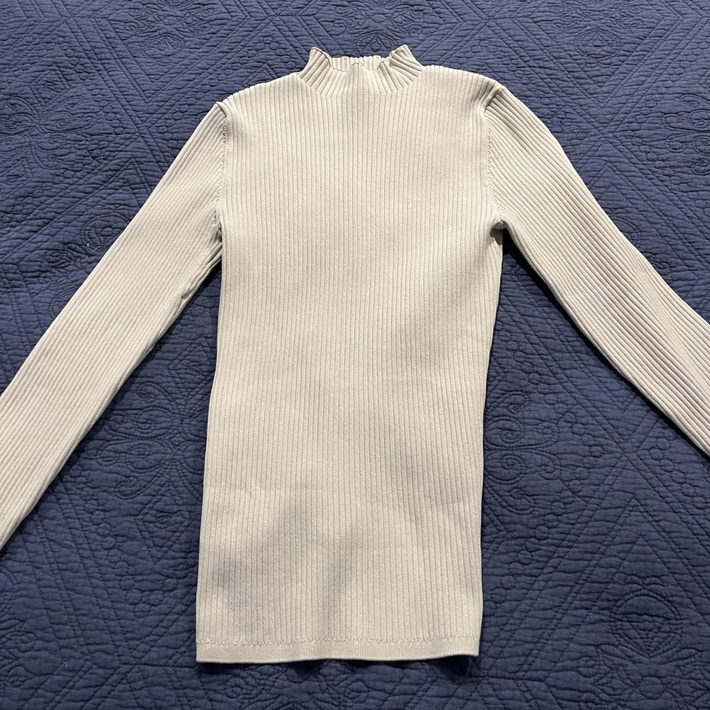 Aritzia ribbed cream backless sweater